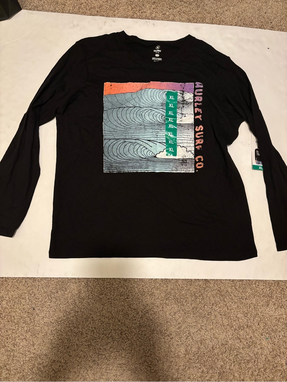 Hurley women’s Black Long-Sleeve Graphic Tee - Surf Co. Logo